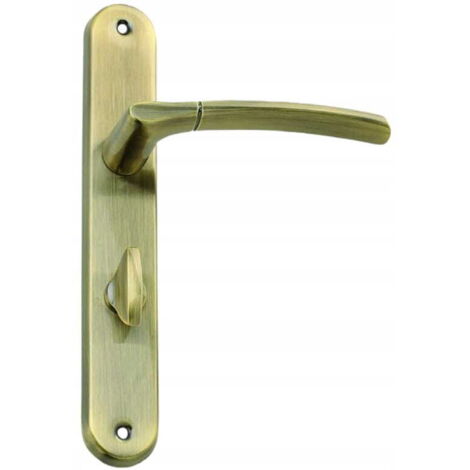 Maniglia per porta interna, piastra lunga, destra, ottone anticato