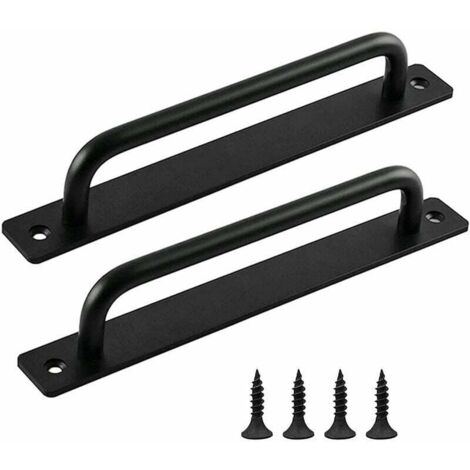 Maniglia per porta scorrevole, 2 pezzi, maniglia per porta tipo fienile, maniglia nera, maniglie per porte interne/esterne con viti, per cucina, mobili, armadi, credenze, porte