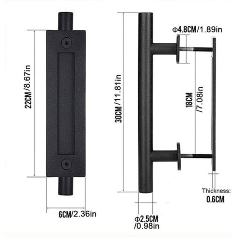 Maniglia per porta scorrevole da 30 cm, maniglia per porta scorrevole, maniglia a tirante per garage, maniglia a tirante per porta, maniglia scorrevole
