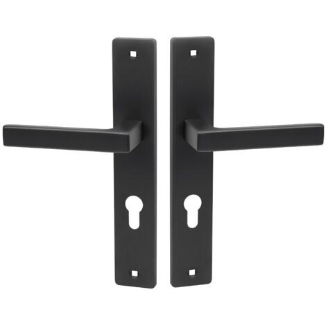 Maniglia per porta su piastra lunga Rando Black
