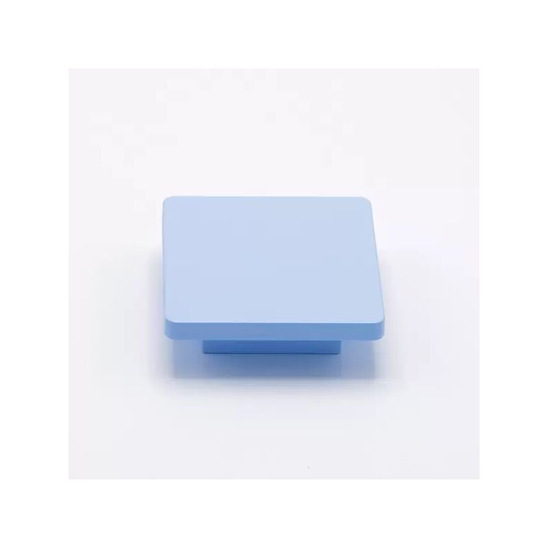 Image of Pomolo piatta e quadrata in goffrato fine azzurro 70x70x22mm - 431 Square - Goffrato fine azzurro
