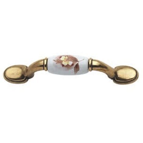 MANIGLIA PORCELLANA 74MM FIORE MARRONE