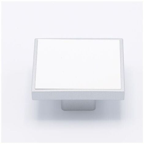 Maniglia quadrata con inserto bianco centrale effetto alluminio 65x65x25 - 405 Quadra