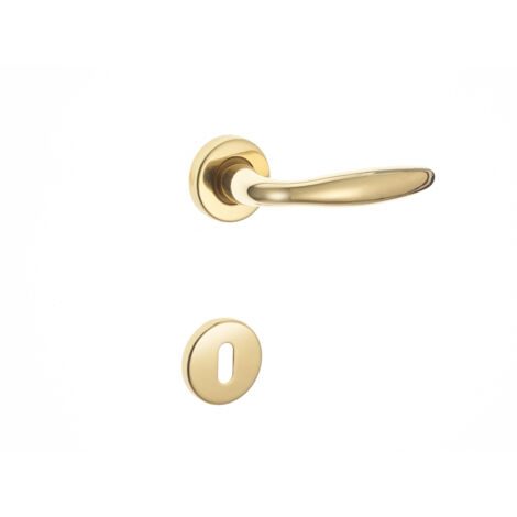 Maniglia quattro con rosette in ottone lucido