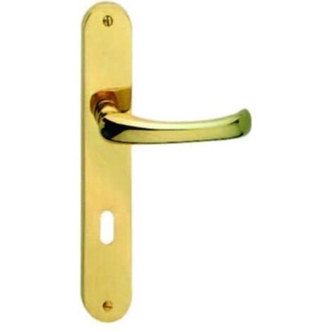 MANIGLIA RIO CON PLACCA IN OTTONE LUCIDO  - quadro maniglia mm.8   pz 2	 - mm.90