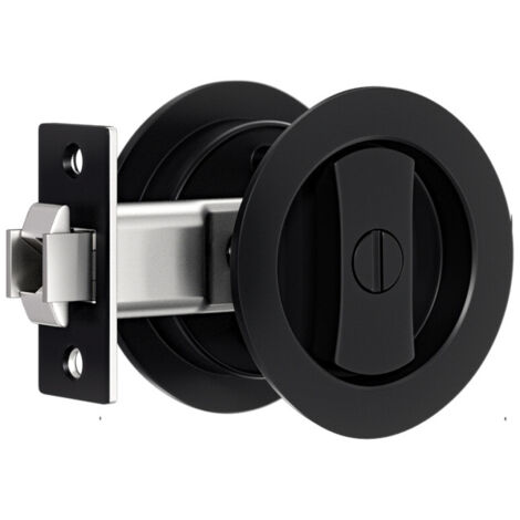 Maniglia rotonda per porta scorrevole con serratura nera da 65 mm, serratura invisibile, maniglie per porte senza chiave