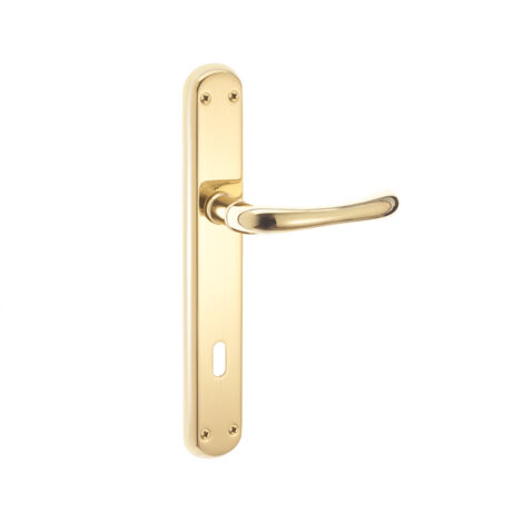 Maniglia sette con placca patent in ottone finitura  lucido 70 mm