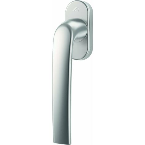 Maniglia standard Roto Samba con logo, argento naturale, lunghezza perno 32 mm