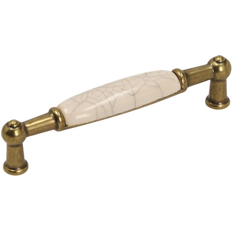 Maniglia UP21, oro antico, porcellana MLK-4, 96 mm