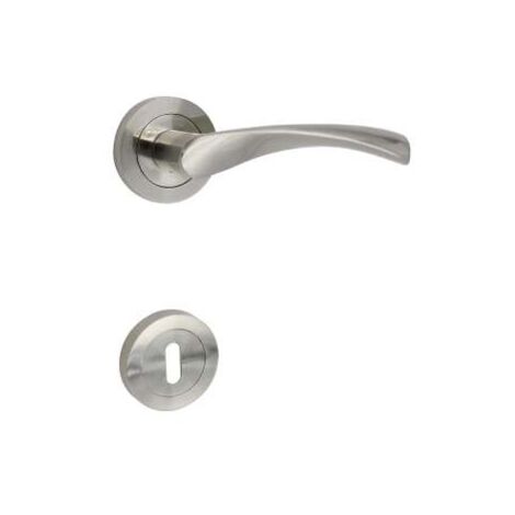 Maniglia Vittoria Con Rosette Patent Alluminio Nichelato Satinato