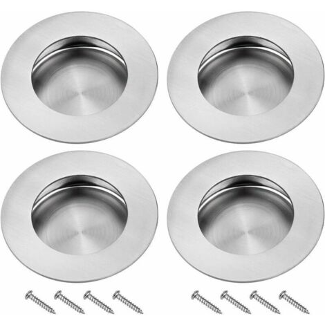 Maniglie a incasso in acciaio inox per porte scorrevoli, maniglie rotonde con scanalature invisibili per porte scorrevoli, armadi e cassetti (4 pezzi)