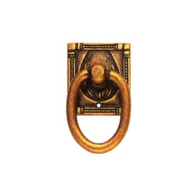 Image of Metal Style - Maniglie ad anello snodate base quadra mod.12323 zama ottone anticato - piastra mm.33x15x35h. - anello mm.33x40h. 5 pezzi Metalstyle
