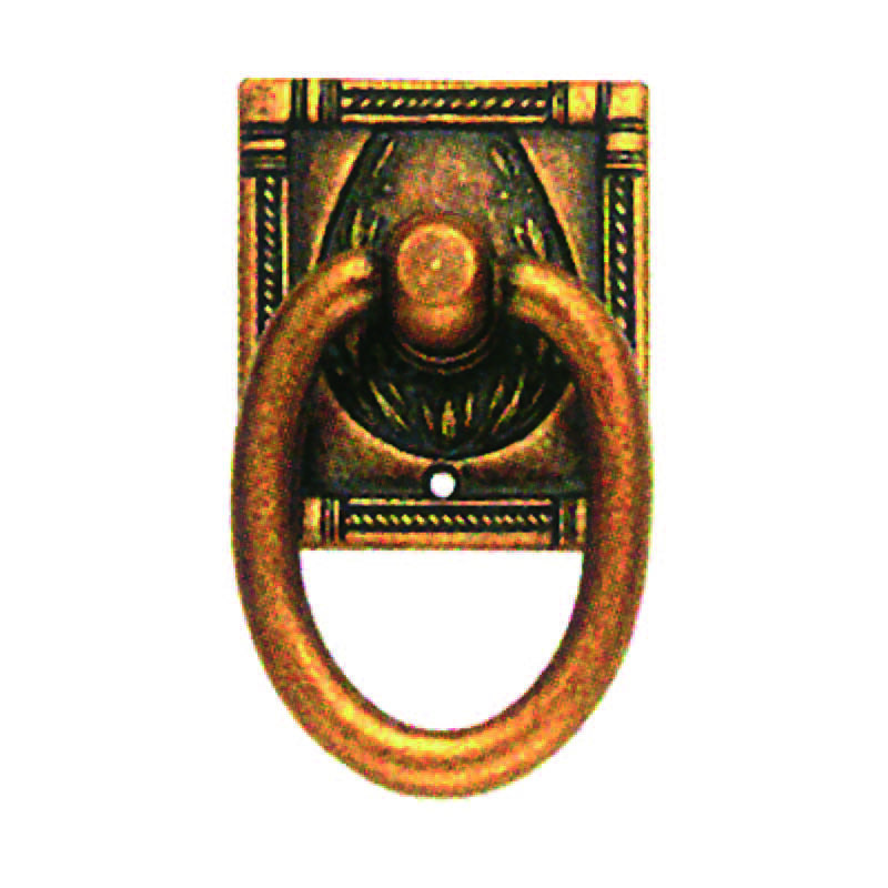 Image of Maniglie ad anello snodate base quadra mod.12323 zama ottone anticato - piastra mm.33x15x35h. - anello mm.33x40h.