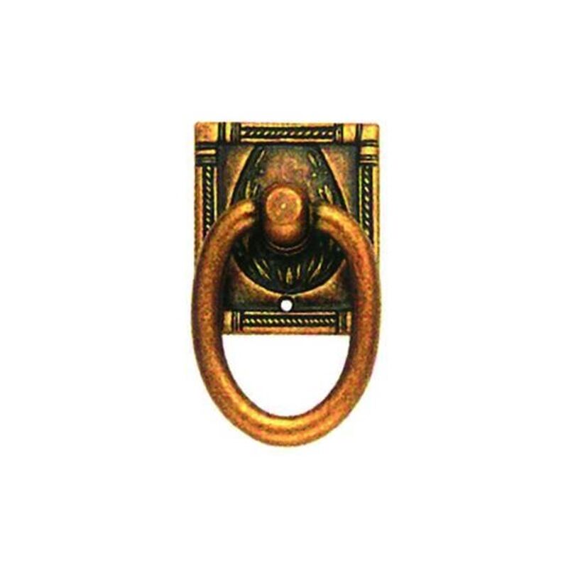 Image of Maniglie ad anello snodate base quadra zama ottone anticato - pz 5