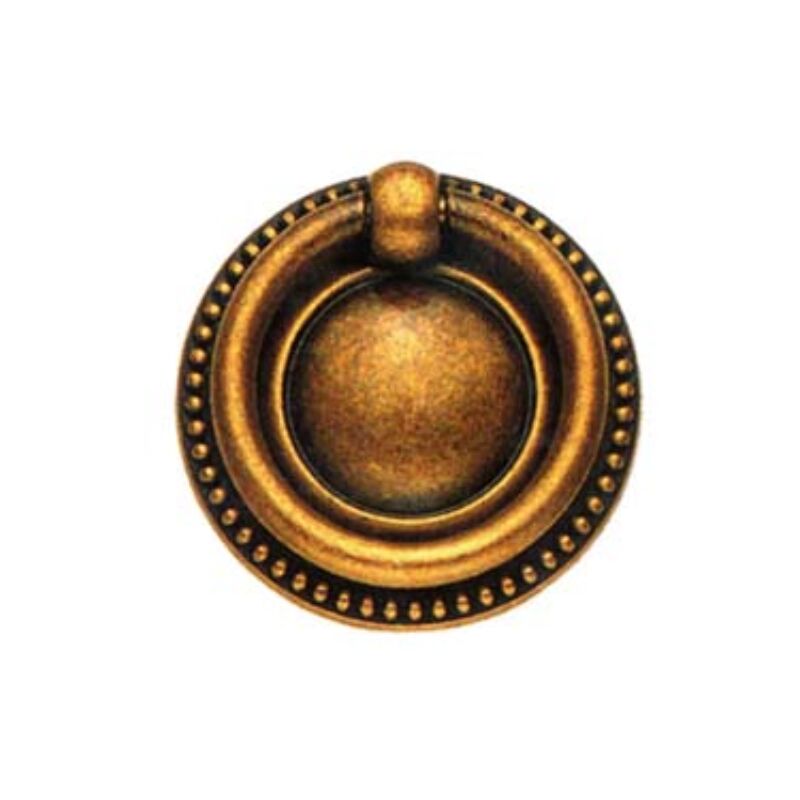 Image of Maniglie ad anello snodate base tonda mod.12212 ottone anticato - base ø mm.40 - anello ø mm.35 5 pezzi Metalstyle