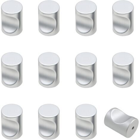 Maniglie cilindriche per mobili, armadi, cantine, ecc. - set da 12, argento, 18 x 23 mm