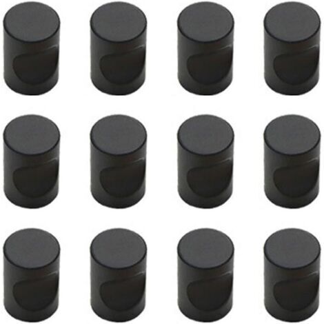 Maniglie cilindriche per mobili, armadi, cantine, ecc. - set da 12, nere, 17 x 21 mm