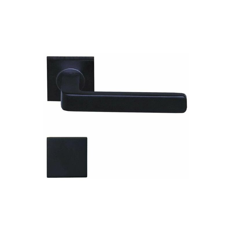 Image of Maniglie delle porte Modello Soho con rose cieche quadrate - alluminio anodizzato nero x2