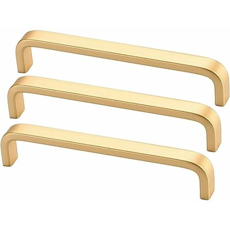 Maniglie dorate per armadietti da cucina, maniglie per armadi, cassetti, mobili per camera da letto, cassetti, hardware, pomelli per mobili (3 pezzi, distanza del foro 128 mm)