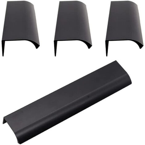 Maniglie invisibili per mobili, maniglie a scomparsa integrate a scorrimento per ante, cassetti e armadi, nere (120 x 32 x 18 mm) 4 pezzi