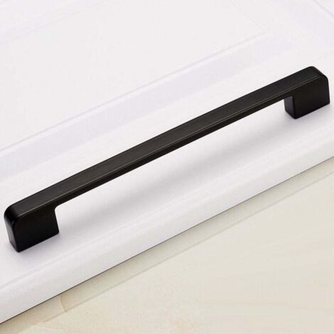 Maniglie moderne per mobili da cucina in lega di alluminio nero opaco, interasse fori (10 pezzi, 192 mm)