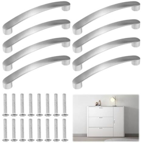 maniglie per ante di armadi, maniglie per mobili con distanza da centro a centro di 96 mm, maniglie per armadi in argento con 16 viti, maniglie per armadi in alluminio, maniglie per mobili da cucina, 