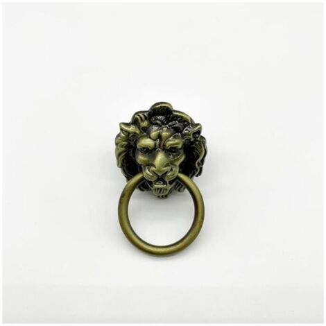 Maniglie per cassetti con testa di leone antica KZQ, anello di tiraggio per mobiletto in bronzo vintage con testa di leone, maniglie per cassettiere in legno con testa di leone retrò (bronzo)