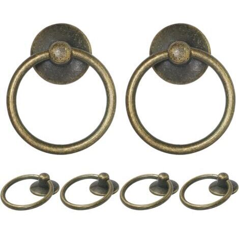 Maniglie per cassetti in stile antico, foro singolo – adatte per armadi, credenze, cassetti e ante – set da 6, colore ottone