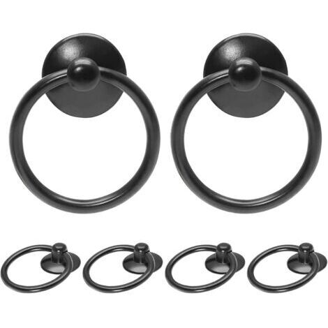 Maniglie per cassetti in stile antico, foro singolo – adatte per armadi, credenze, cassetti e ante – set da 6, nere
