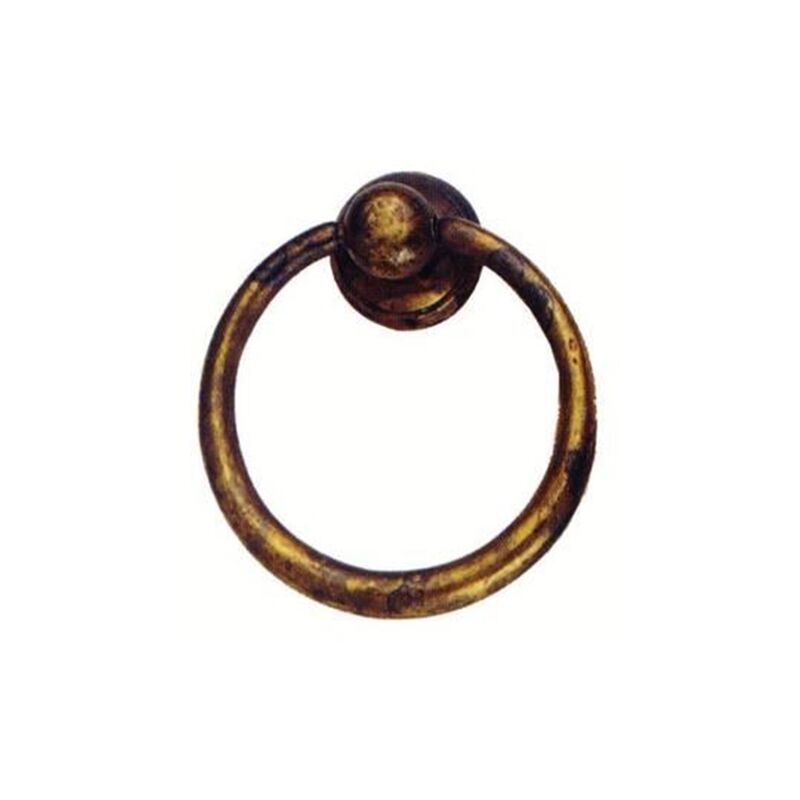 Image of Maniglie per mobili ad anello snodate in ottone anticato - fer 107525 - pz 5