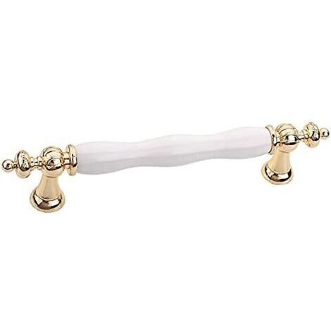 Maniglie per mobili da cucina - Maniglie ad arco - Ceramica - Bianco/oro - Vintage - Lega di zinco - Oro - 96 mm, 6)
