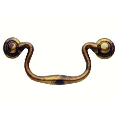 Maniglie per mobili snodate mod.03019 in ottone anticato - Specifiche: mm 86x40h. interfori mm 64 - 5 pz