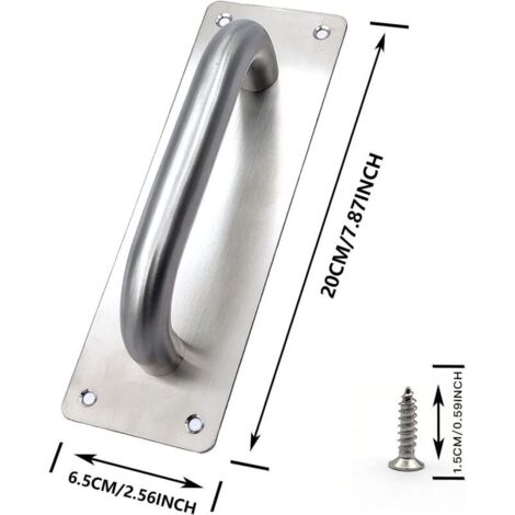 Maniglie per porte scorrevoli (200 x 65 mm), maniglie per porte in acciaio inox, porte scorrevoli, armadio, bagno, garage, casetta da giardino, maniglie per porte con piastra metallica