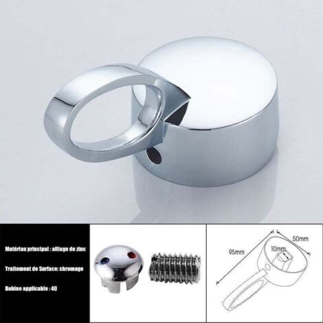 Maniglie per rubinetto in lega di zinco, leva di ricambio per maniglia del rubinetto, leva a maniglia singola con pulsante colore caldo e freddo/applicabile a nucleo valvola da 40 mm, 10 × 10 mm (2