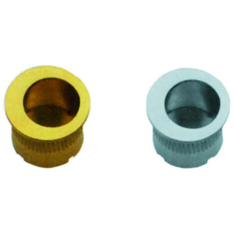 Maniglietta ditale tonda ad incasso senza foro in ottone - Ø mm.25 in ottone cromo satinato - 6 pz