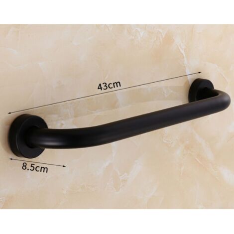 Maniglione di sicurezza per vasca da bagno nero da 43 cm, corrimano in acciaio inox, portasciugamani a parete, maniglia antiscivolo, maniglione di sicurezza per WC.