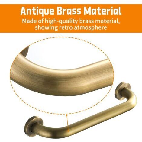 Maniglione di supporto per bagno in ottone massiccio, 30 cm, bilanciato e anticaduta, per disabili, anziani, donne in gravidanza e bambini.