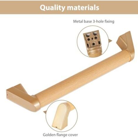 Maniglione di supporto per WC, barra di sostegno in legno da 40 cm per bagno, vasca e doccia, barra di sicurezza impermeabile e antiscivolo, per persone disabili e anziane