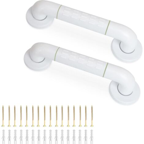 Maniglioni di sostegno specifici per anziani - set da 2, antiscivolo, 30 cm, maniglioni per doccia ultra stabili (portata 200 kg), maniglioni per bagno con tubo interno in acciaio inox.