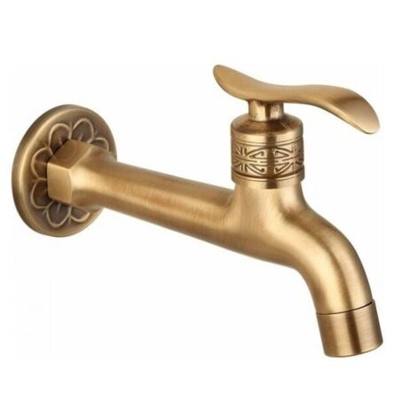 Manija de grifo de latón antiguo, para baño, lavadero, montaje en pared, grifo para lavadora, grifo individual de agua fría