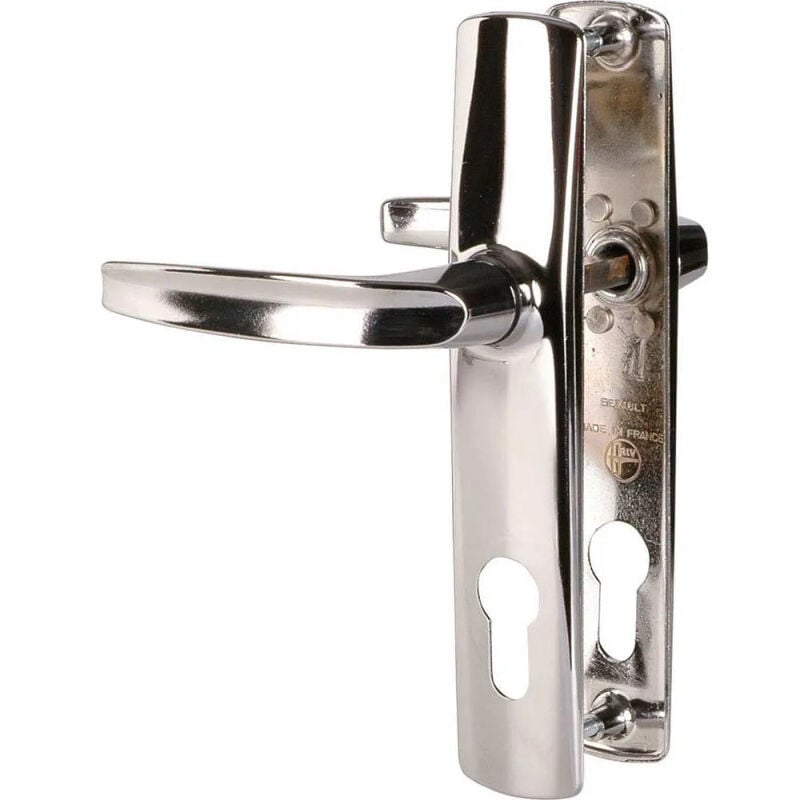 

Dos tiradores de puerta con herrajes cromados de espejo, llave i, distancia entre centros 165 mm