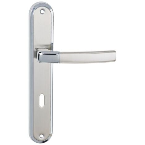 MANIJA DE PUERTA CAMILA CROMADA SATINADA 72 CON LLAVE - MP KL VC7KC