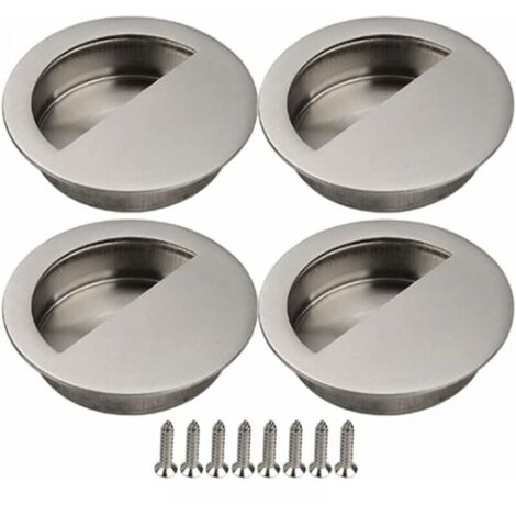 Manija de puerta corrediza plateada de 4 piezas, manija de puerta corrediza de 40 mm, manija de puerta corrediza empotrada para muebles con tornillos