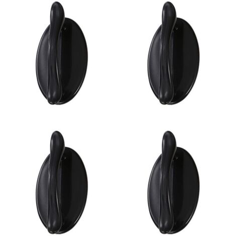 Manija de puerta de entrada, manija de puerta corredera, manija de puerta autoadhesiva negra de 4 piezas, piezas de plástico para manijas de puertas y ventanas, gabinetes, cajones, alacenas