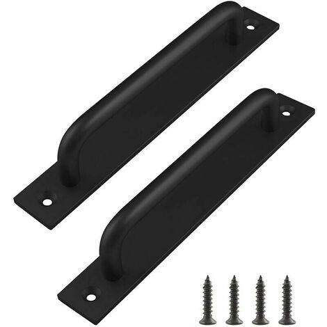 Manija de puerta de granero corrediza de 2 piezas, manijas de 192mm para muebles, armarios, armarios, negro