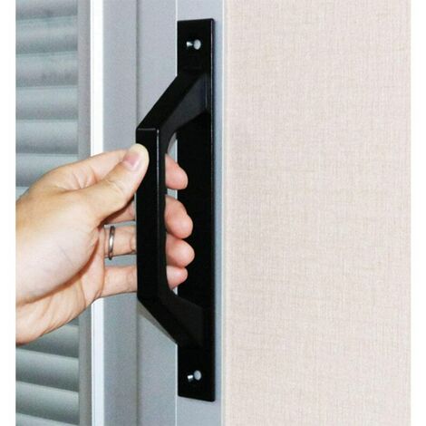 Manija de puerta de granero, Manija de puerta de granero corrediza Perfecta para puerta Gabinete Armario Cajón Cobertizo Garaje Incluido 2 tornillos - Negro, 150 mm