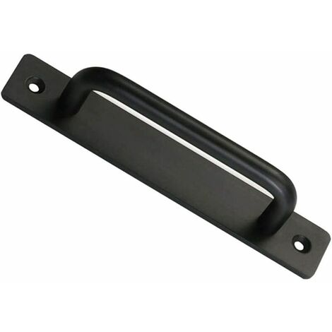 Manija de puerta de granero, Manija de puerta de granero corrediza Perfecta para puerta Gabinete Armario Cajón Cobertizo Garaje Incluido 2 tornillos - Negro, 150 mm