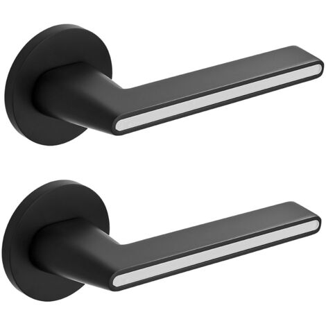 Manija de puerta Elika Slim redonda en blanco y negro Premium ZN-AL moderna