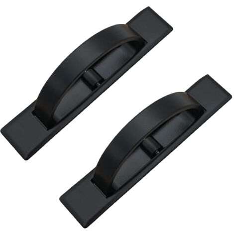 Manija de puerta empotrada Tatami de 2 piezas, manija oculta para cajones y gabinetes con tornillos, color negro