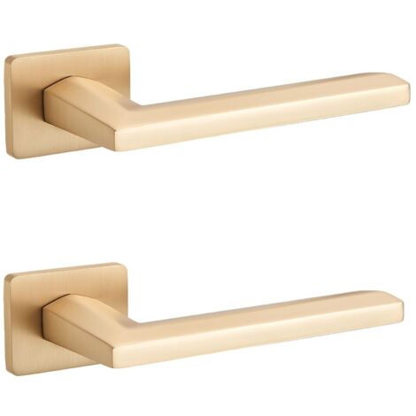 Manija de puerta interior Libia II con placa premium en oro cepillado